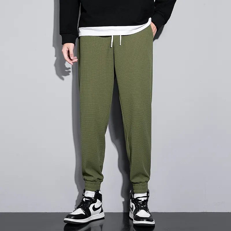 homines Baggy-Waffle-Drawstring-Jogger-Pants-Cum-Pockets