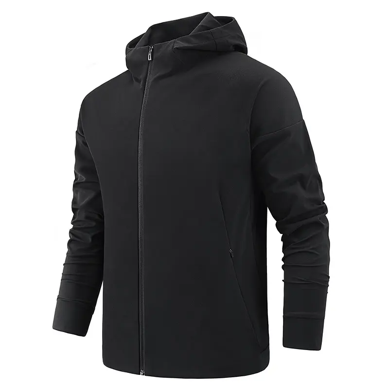 Heren-sport-fitness-effen kleur-jas met capuchon