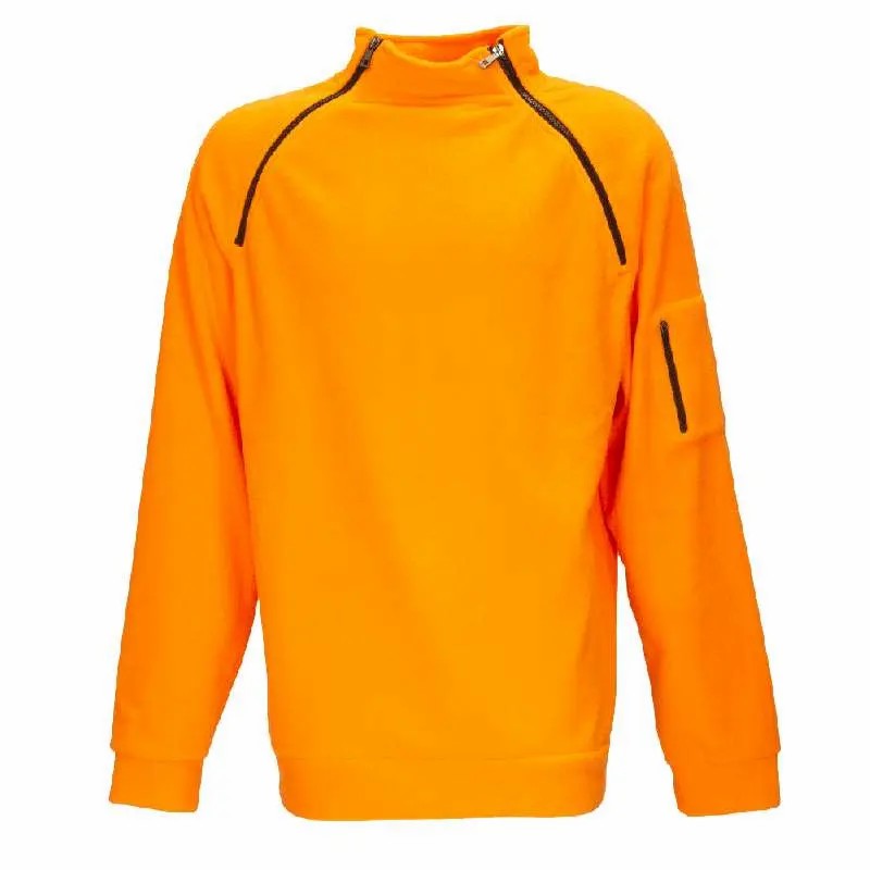 Mens-Polar-Fleece-Zip-Hoodie-Long-Sleeve-Casual-Sweatshirt-orange