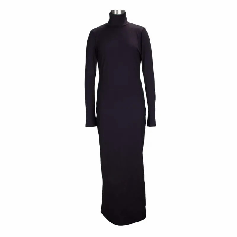 Vestido-largo-de-cuello-alto-manga-larga-negro-7